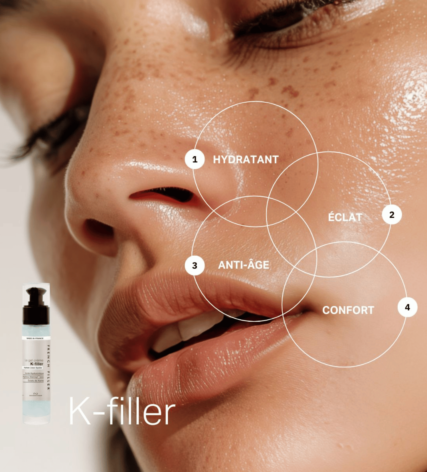 gel crème k-filler confort beurre de karité peptides acide Hyaluronique